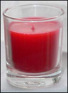 Red Votive Table Candle in Clear Glass Holder - Small